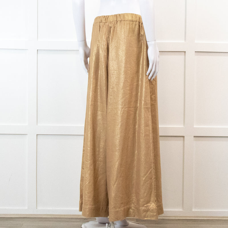 Souvenir Beige Linen Trousers with Gold Shimmer