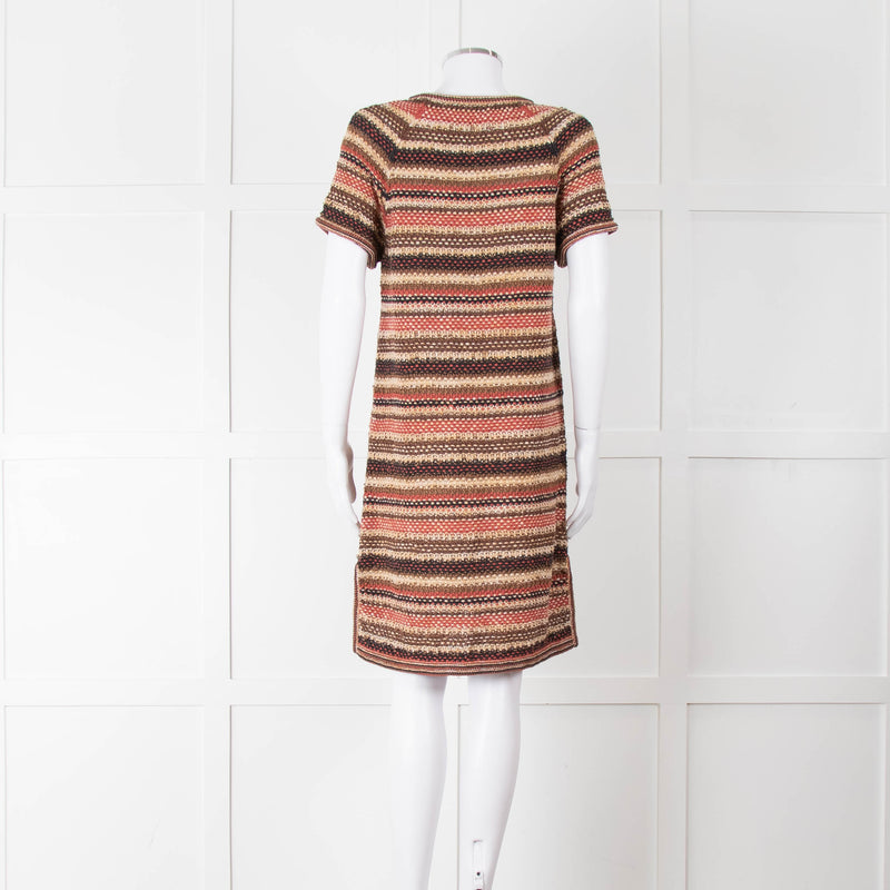 Chanel Knitted Short Sleeve Dress with Owl Logo Buttons