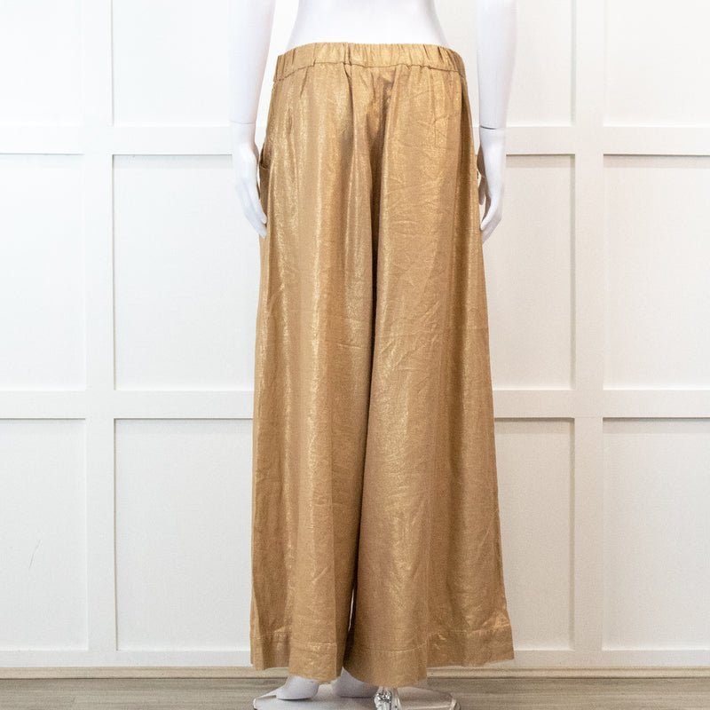 Souvenir Beige Linen Trousers with Gold Shimmer