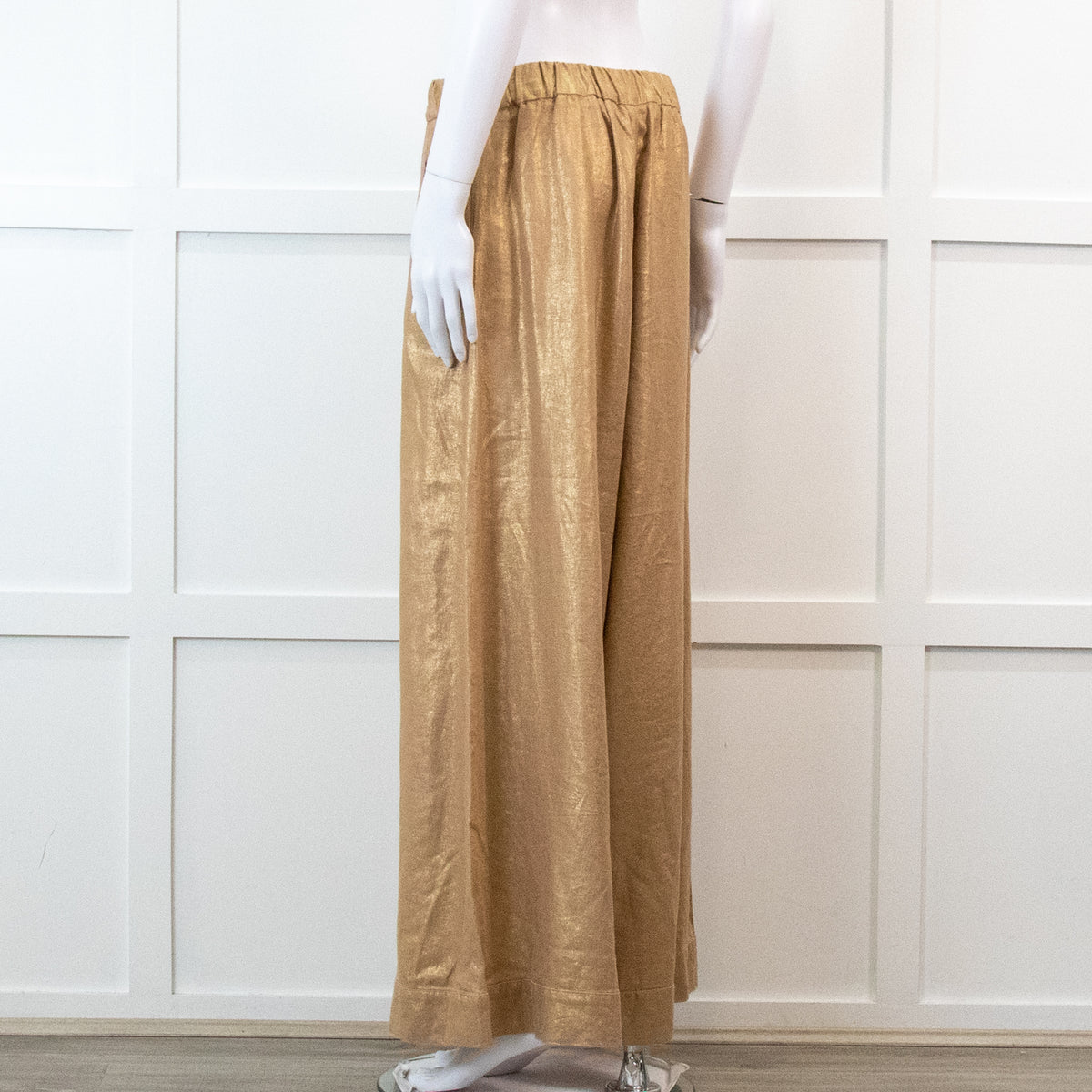 Souvenir Beige Linen Trousers with Gold Shimmer