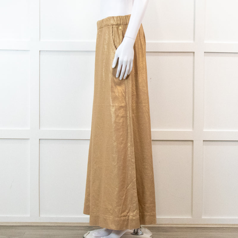Souvenir Beige Linen Trousers with Gold Shimmer