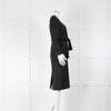 Max Mara Black Tie Front Long Sleeve Midi Wool Dress