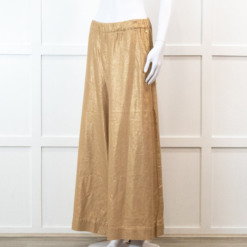 Souvenir Beige Linen Trousers with Gold Shimmer