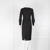 Max Mara Black Tie Front Long Sleeve Midi Wool Dress