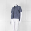 Kenzo Blue Denim White Cactus Print Short Sleeve Shirt