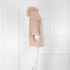 Max Mara Studio Blush Alpaca Blend Fur Trim Coat