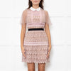 Self Portrait Shell Pink Lace Dress With Black Waistband