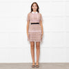 Self Portrait Shell Pink Lace Dress With Black Waistband