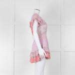 LoveShackFancy Pink Orange Floral Cotton Mini Sun Dress