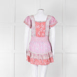 LoveShackFancy Pink Orange Floral Cotton Mini Sun Dress