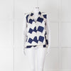 Victoria Beckham White Blue Print Silk Sleeveless Top