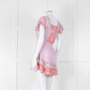 LoveShackFancy Pink Orange Floral Cotton Mini Sun Dress