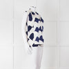 Victoria Beckham White Blue Print Silk Sleeveless Top