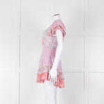 LoveShackFancy Pink Orange Floral Cotton Mini Sun Dress