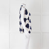 Victoria Beckham White Blue Print Silk Sleeveless Top