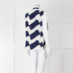 Victoria Beckham White Blue Print Silk Sleeveless Top