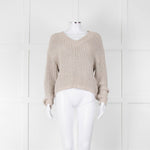 Brunello Cucinelli Light Grey Silver Chunky Knit V Neck Jumper