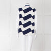 Victoria Beckham White Blue Print Silk Sleeveless Top