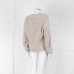Brunello Cucinelli Light Grey Silver Chunky Knit V Neck Jumper