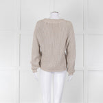 Brunello Cucinelli Light Grey Silver Chunky Knit V Neck Jumper