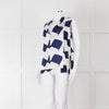 Victoria Beckham White Blue Print Silk Sleeveless Top