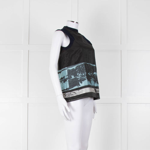 Pringle Black Navy Blue Sleeveless  Top