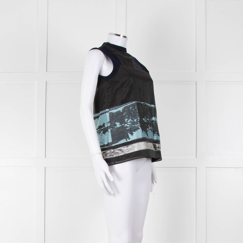 Pringle Black Navy Blue Sleeveless  Top
