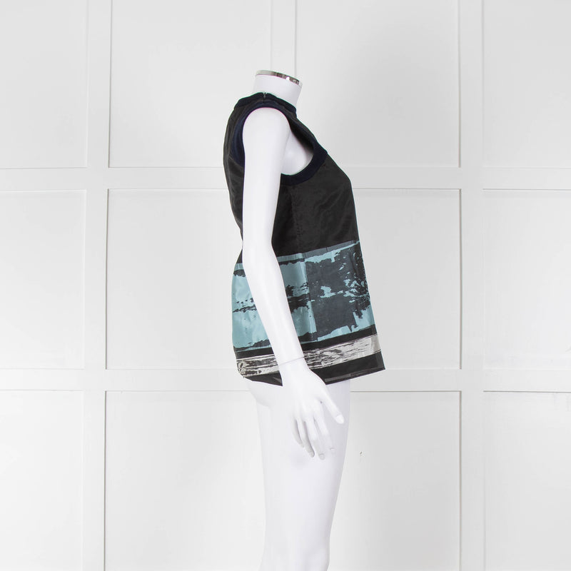 Pringle Black Navy Blue Sleeveless  Top