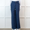 Carolina Herrera Blue 100% Linen Wide Leg Trousers