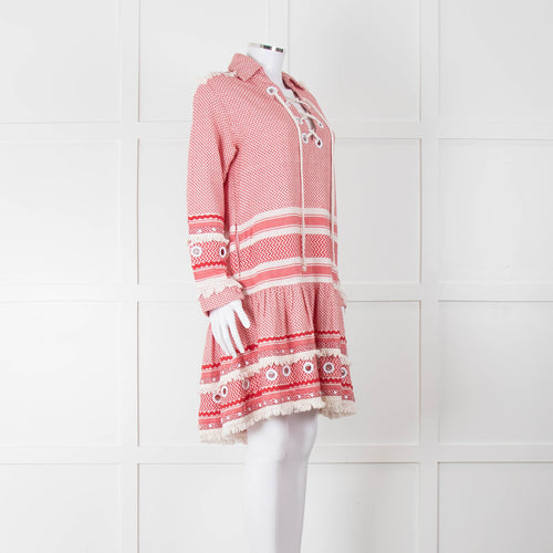 Dodo Bar Or Red Cotton Tie Front Midi Dress