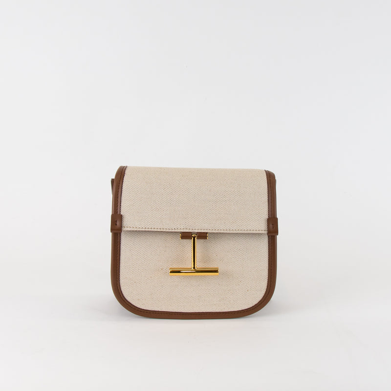 Tom Ford Tara Mini Canvas W/leather Trim Satchel Bag