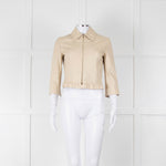 Pennyblack Cream Leather Ruffle Hem Cropped Jacket
