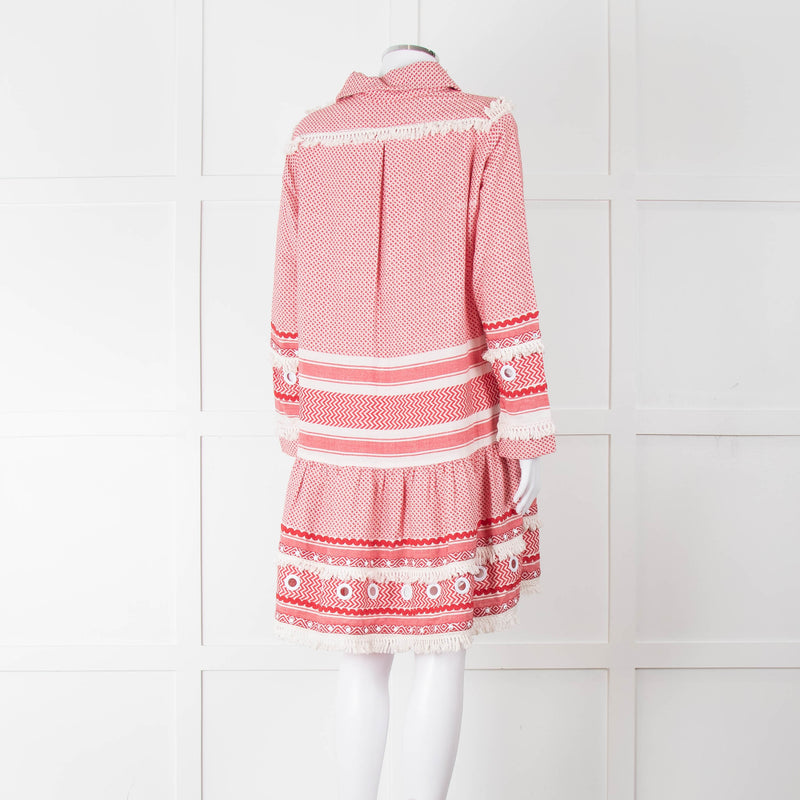 Dodo Bar Or Red Cotton Tie Front Midi Dress