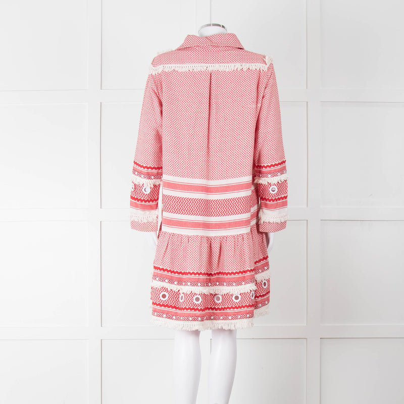 Dodo Bar Or Red Cotton Tie Front Midi Dress