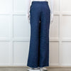 Carolina Herrera Blue 100% Linen Wide Leg Trousers