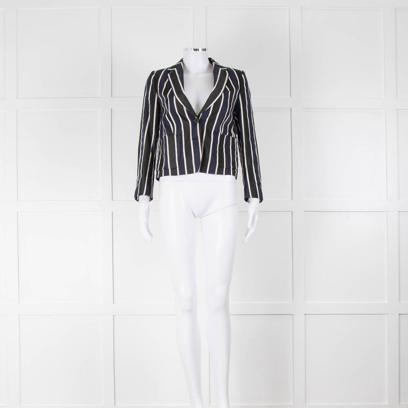 Dries Van Noten Blue Black White Striped Blazer
