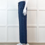 Carolina Herrera Blue 100% Linen Wide Leg Trousers