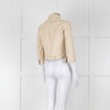 Pennyblack Cream Leather Ruffle Hem Cropped Jacket