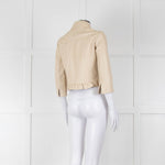 Pennyblack Cream Leather Ruffle Hem Cropped Jacket