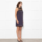 Prada Black Studded Net Sleeveless Dress With Slip