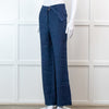 Carolina Herrera Blue 100% Linen Wide Leg Trousers