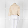 Pennyblack Cream Leather Ruffle Hem Cropped Jacket
