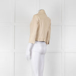 Pennyblack Cream Leather Ruffle Hem Cropped Jacket