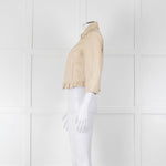 Pennyblack Cream Leather Ruffle Hem Cropped Jacket