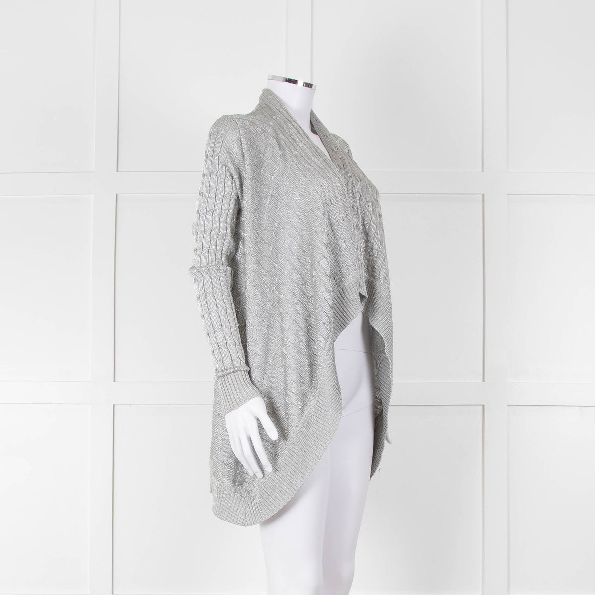 Ralph Lauren Silver Cable Lurex Cardigan