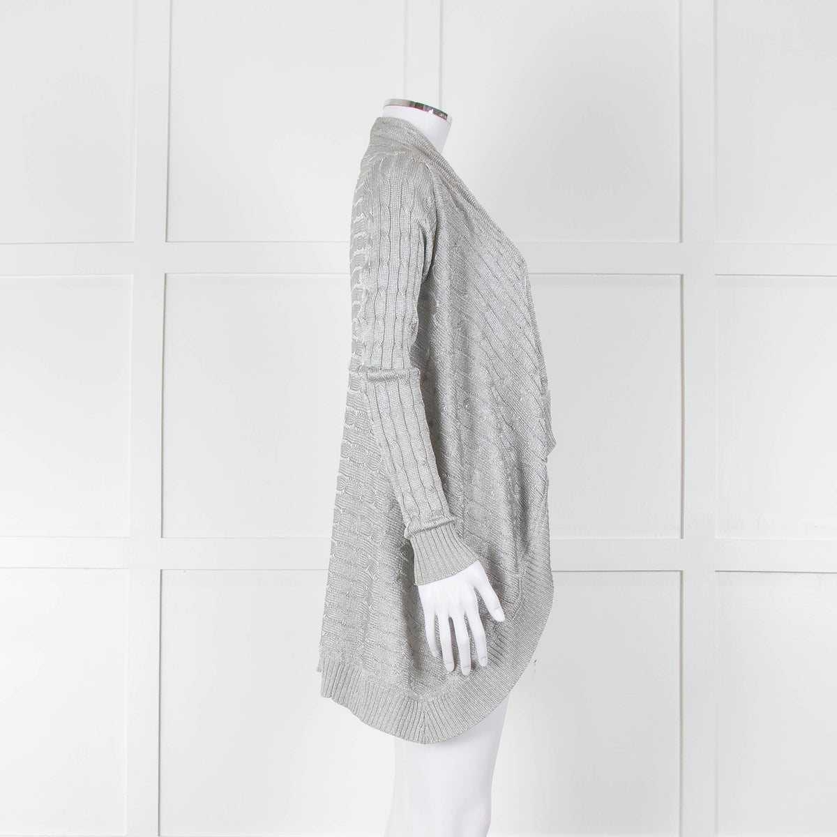 Ralph Lauren Silver Cable Lurex Cardigan