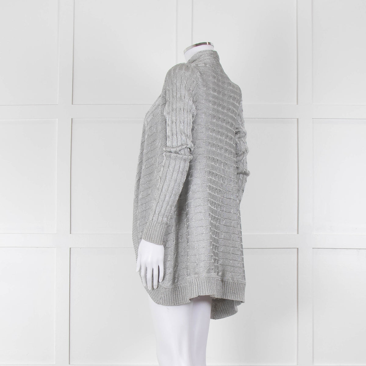 Ralph Lauren Silver Cable Lurex Cardigan