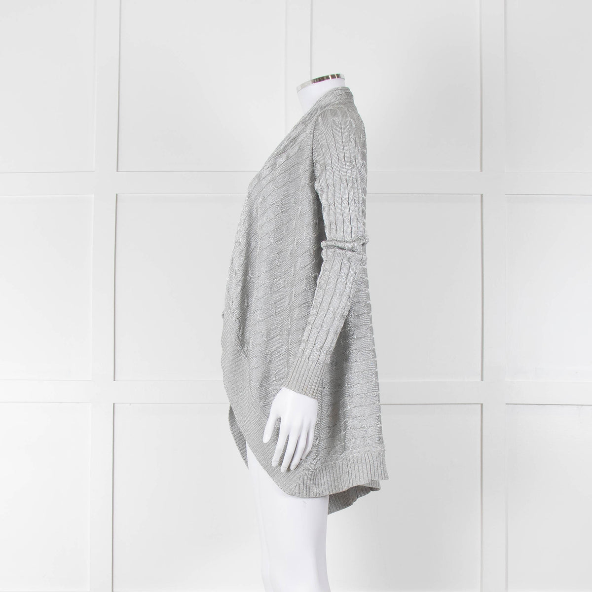 Ralph Lauren Silver Cable Lurex Cardigan