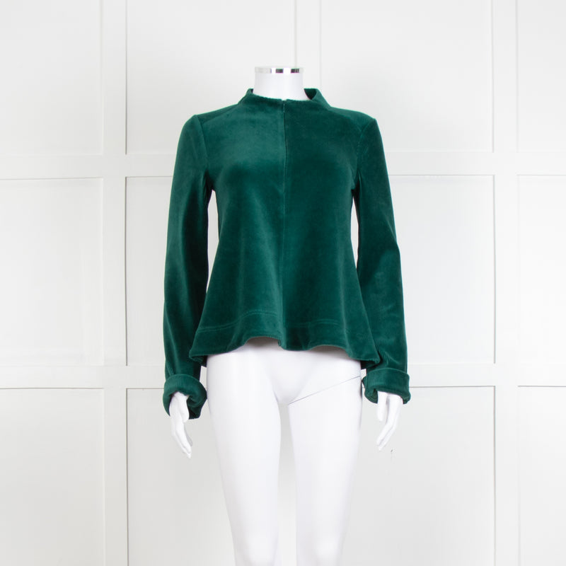 Me + Em Jade Green Velvet Long Sleeve Top