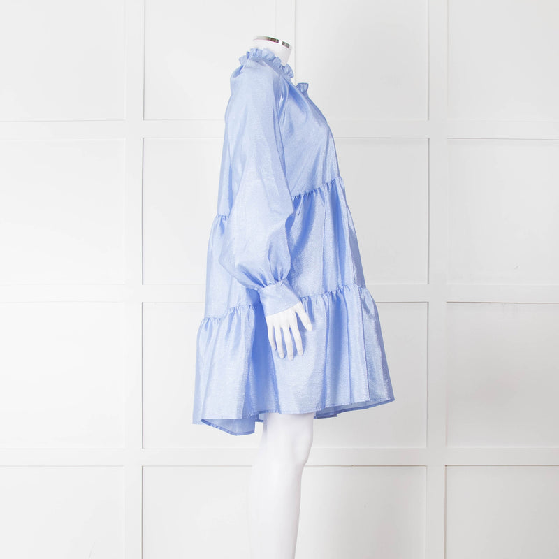 Stine Goya Cornflower Blue Tiered Mini Dress
